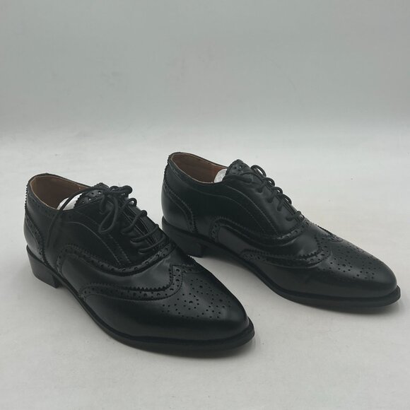 Black Men\'s Black Leather Classic Lace Up Oxford Low Heel Round Toe Dress Pump main image 5
